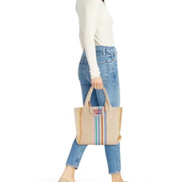 See by Chloé Laetizia Striped Tote Bag in Smooth Tan MSRP$450 Great Reviews - Picture 8 of 13